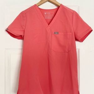FIGS Scrub Top Hot Coral XS